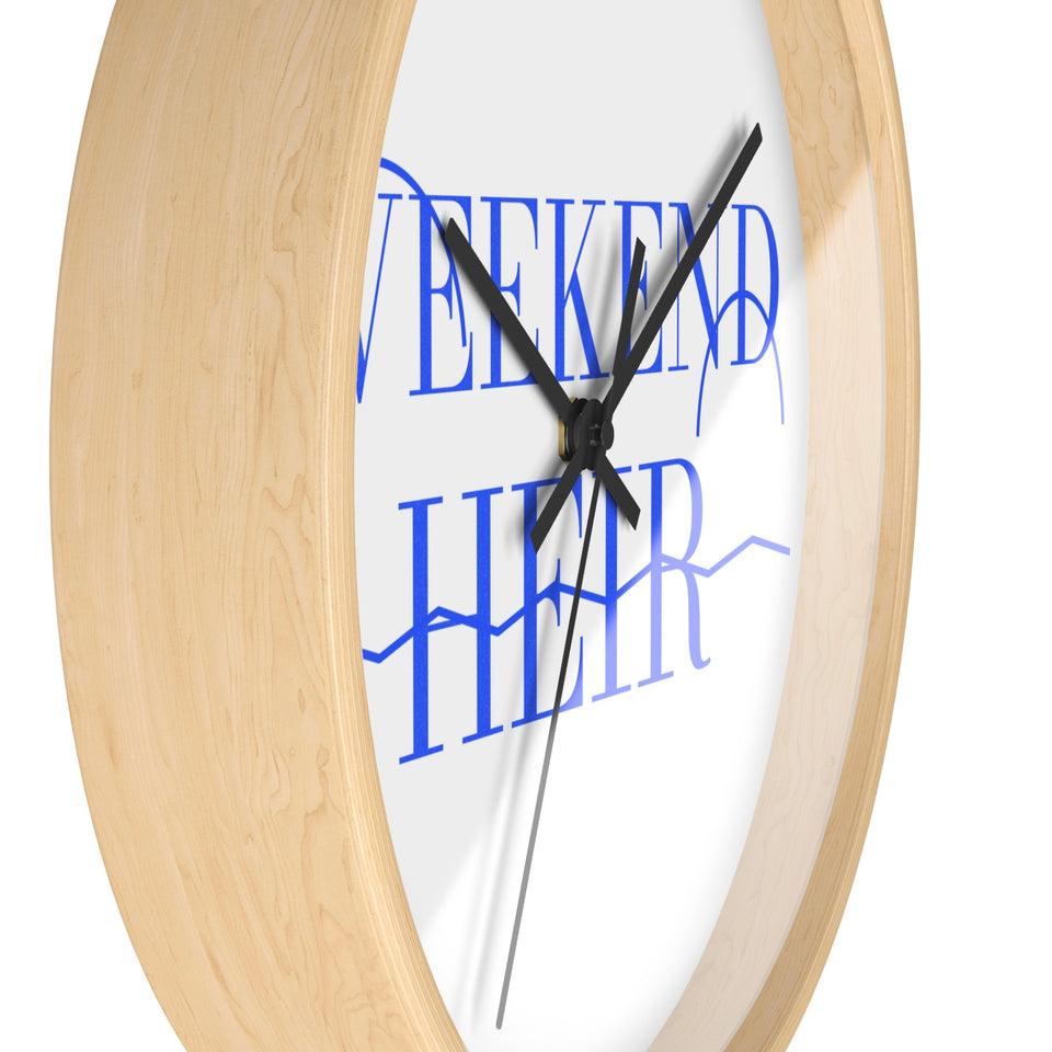 Black | Angle | Weekend Heir Wall Clock from the side, wood frame and black hands